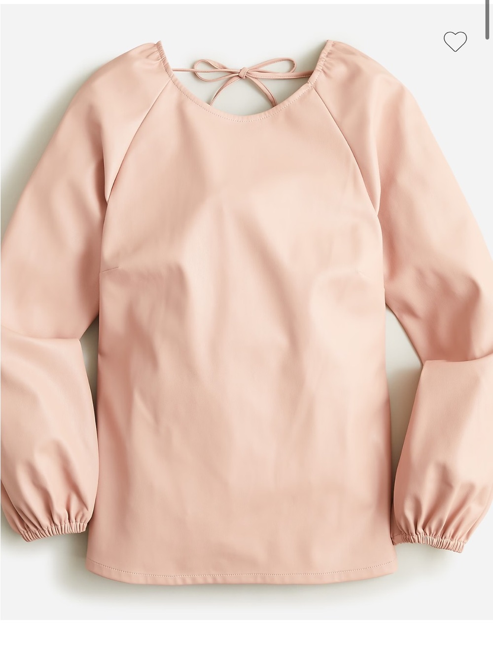 J.Crew faux leather puff-sleeve open-back top pink blouse size 2